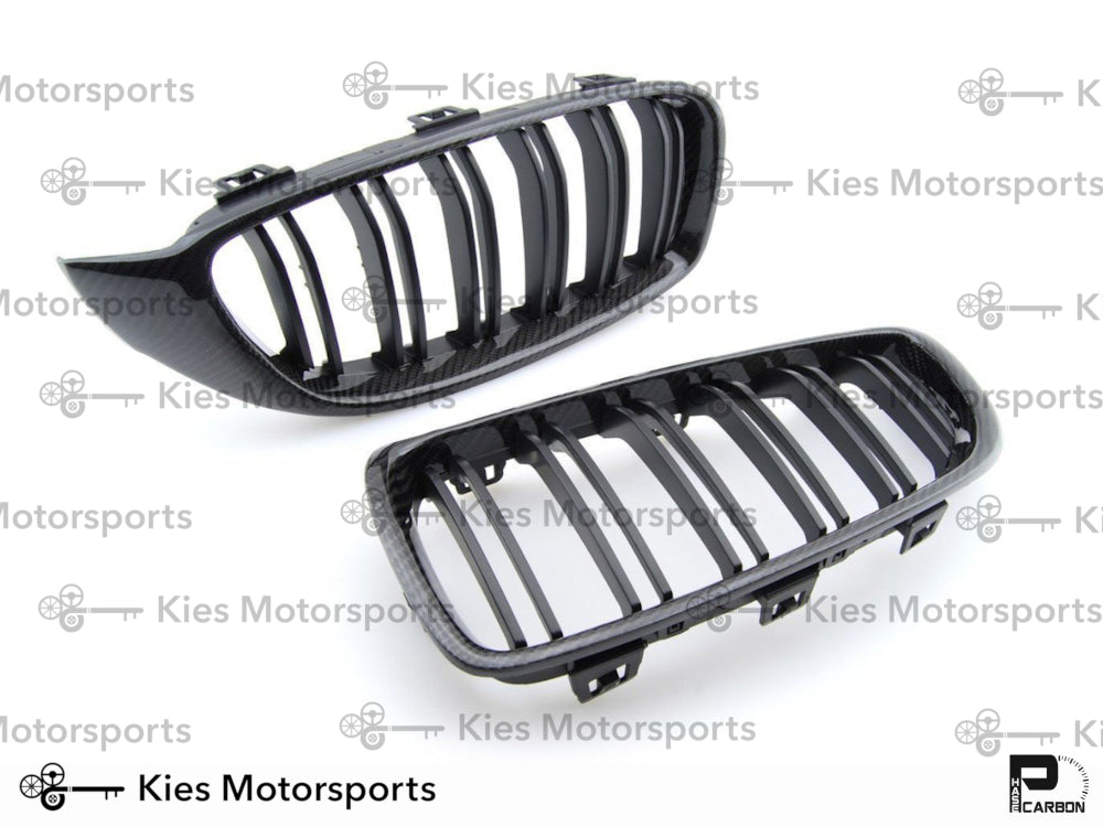 2014-2020 BMW 4 Series (F32 / F33 / F36) M4 Style Carbon Fiber Kidney Grilles (Various Finishes) - Also Fits OEM F82 M4 & F80 M3