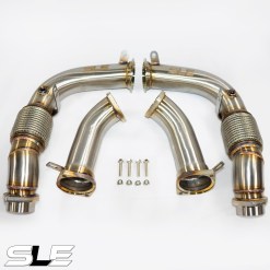 Alternative view of SLE Catless Downpipes (Primary and Secondary) – G90 BMW M5 (S68)